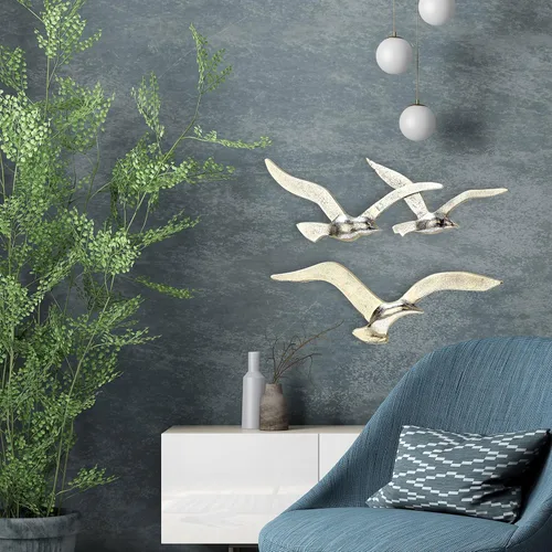 Miniatura 8 de WHW Whole House Worlds Americana Flying Birds - Arte de pared de metal, hecho a mano, fundido de aluminio plateado fino, bajorrelieve, 15.25