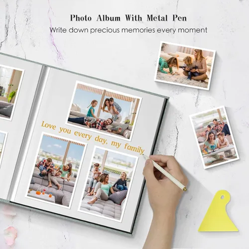 Miniatura 5 de Álbum de fotos grande autoadhesivo magnético, álbum de recortes para fotos de 4 x 6, 5 x 7, 8 x 10, libro de memorias con 40 páginas de tapa de lino