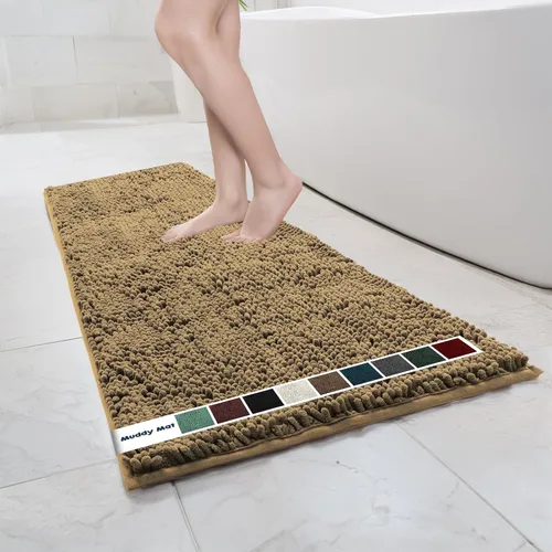 Miniatura 74 de Muddy Mat Alfombras de Baño de Chenilla de Microfibra de Secado Rápido Antideslizantes Lavables, Extra Gruesas, Suaves y Altamente Absorbentes Gris