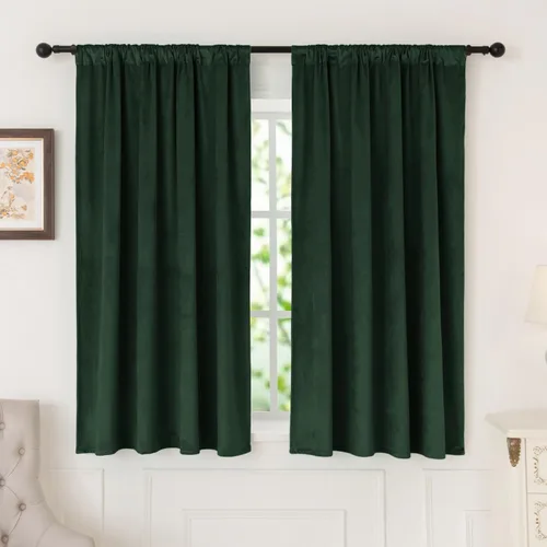 Miniatura 11 de nanbowang - Cortinas de terciopelo negro; cortinas de terciopelo de 63 pulgadas de largo, suaves, con bolsillo para cortinero, con aislamiento