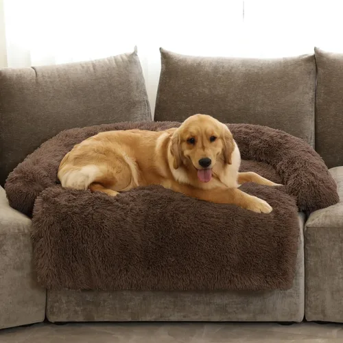 Miniatura 47 de Cama calmante para perro, tapete de felpa esponjoso para perros con protector de muebles con funda extraíble lavable para perros y gatos grandes