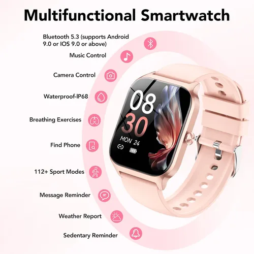 Miniatura 7 de CASCHO Relojes inteligentes para mujer, reloj inteligente HD de 1.85 pulgadas con más de 120 modos deportivos/frecuencia cardíaca/monitor de sueño