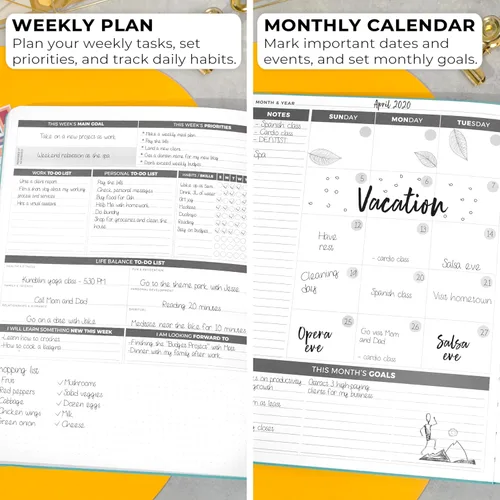 Miniatura 3 de Clever Fox Agenda Daily PRO – Agenda diaria de 8.5 x 11 pulgadas tamaño A4 y diario de gratitud para aumentar la productividad, gestión del tiempo