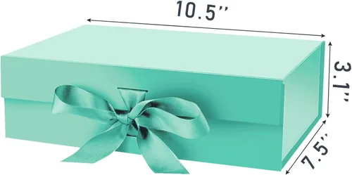 Miniatura 2 de DaiJoob Caja de regalo con tapa para regalos de 10.5 x 7.5 x 3.1 pulgadas con cinta y cierre magnético (paquete de 1) (azul Robin)
