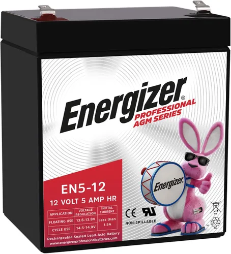 Energizer EN5-12, 5 Amp Hr 12 V, batería recargable de plomo ácido sellada AGM de larga duración, ideal para uso en puertas de garaje, paneles de