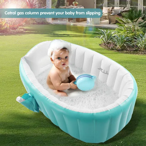 Miniatura 3 de Bañera inflable para bebé con bomba de aire, bañera para bebé, bañera para niños pequeños, lavabo de ducha plegable para recién nacido, bañera