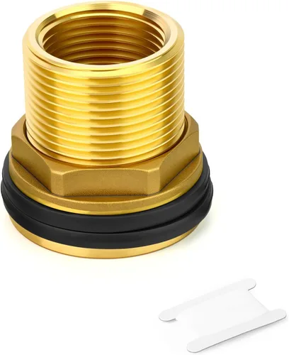 Conector de tanque de agua de latón, 1-1/2 "NPT hembra 2" NPT macho, adaptador de tanque de mamparo, con anillo de goma, para torres de agua/varias