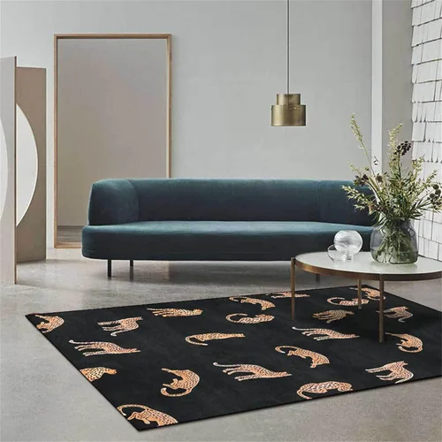 Miniatura 13 de Alfombra de área con estampado de leopardo, 3 x 5 pies, alfombra con estampado de guepardo africano majestuoso y vida silvestre, alfombra de pelo 15