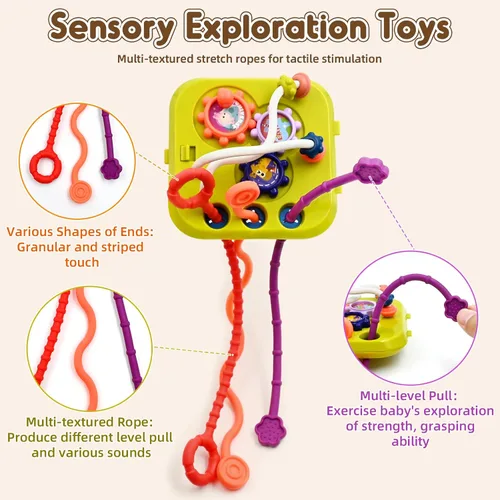 Miniatura 6 de AiTuiTui Juguetes sensoriales multifunción, cubo de actividades Montessori para bebé, clasificador de formas, aprendizaje temprano, juguetes