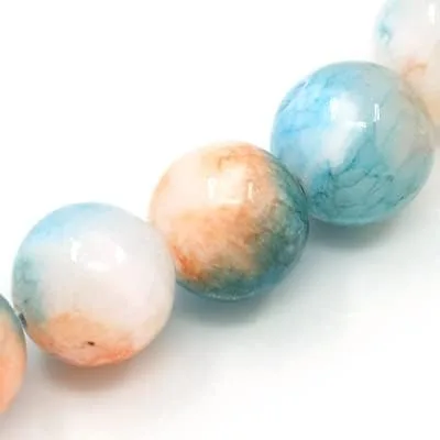 Miniatura 3 de 50 cuentas de jade persa natural de 0.315 pulgadas (0.315 in), cuentas espaciadoras sueltas redondas teñidas de color azul cielo profundo, piedras