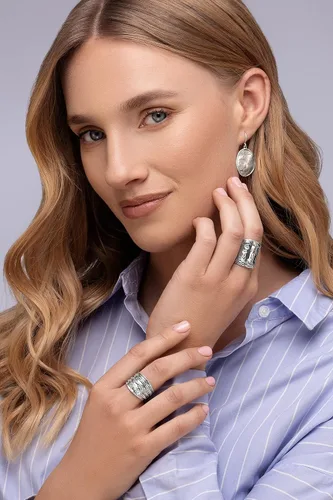 Miniatura 4 de JEAN RACHEL JEWELRY Anillo de plata de ley 925, diseño vintage con textura oxidada, hipoalergénico, sin níquel ni plomo, colección de diseñador