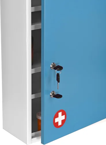 Miniatura 4 de AdirMed Botiquín de medicina con bloqueo, gabinete de primeros auxilios montado en la pared con cerradura, botiquín de pared con cerradura doble