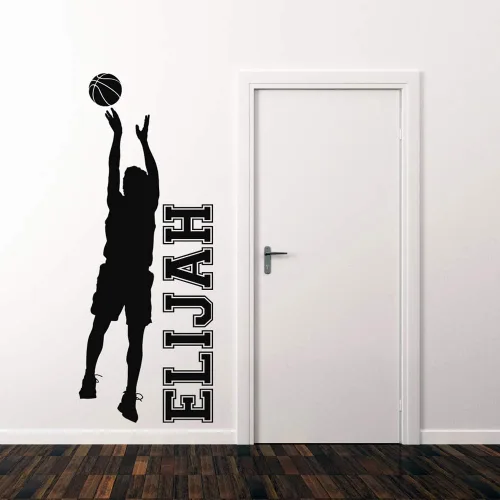Miniatura 8 de Calcomanía de vinilo con nombre personalizado de baloncesto para niños