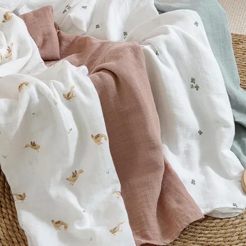 Miniatura 6 de POMISO Mantas envolventes de muselina para niños y niñas, mantas de recepción para recién nacidos, paquete de 4 mantas suaves y transpirables
