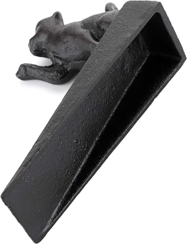 Miniatura 7 de Sumnacon 2 paradas de hierro fundido para puerta de gato, resistentes topes rústicos para puerta que evitan perforar agujeros, cuñas de puerta