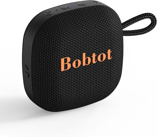 Bobtot - Altavoces portátiles Bluetooth, mini altavoz inalámbrico impermeable IPX7 con 16 horas de reproducción, sonido estéreo fuerte, TWS, Negro