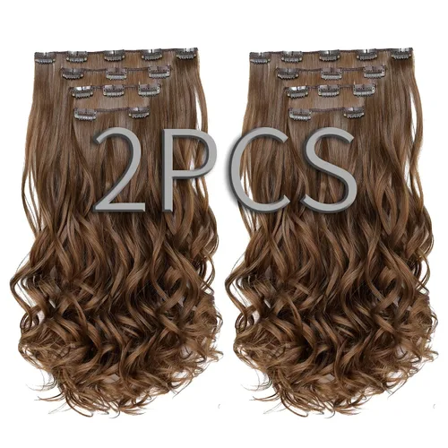 Miniatura 20 de SYXLCYGG Extensiones de cabello negro lacio, 4 piezas, extensiones de cabello con clip de 22 pulgadas, 5.5 onzas, pieza de cabello sintético