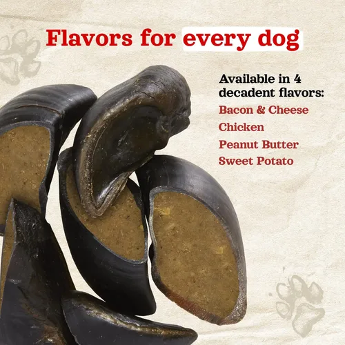 Miniatura 7 de Natural Farm Pezuñas de vaca rellenas con sabor a tocino y queso para perros (paquete de 4), golosinas de hueso de pezuña natural duraderas, mejores