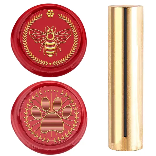 CRASPIRE Sello de cera de pata de perro con patrón de 2 lados, sello de cera de pata de perro, 0.591 in, metal dorado, latón, vintage, portátil,
