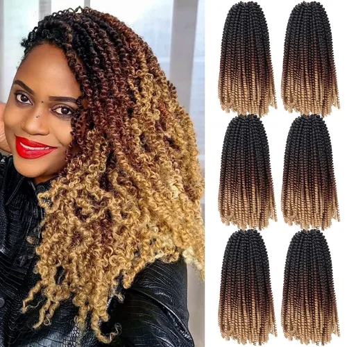 Miniatura 47 de Paquete de 2 cabello para trenzas en espiral de 8 pulgadas, cabello Spring Twist para rastas falsas, rastas de mariposa, cabello para trenzas, fibra