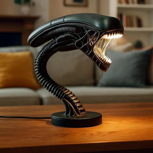 Miniatura 4 de Luz nocturna de monstruo espacial, lámpara de mesa de resina de película 3D, decoración LED de ciencia ficción, regalo personalizado hecho a mano #1