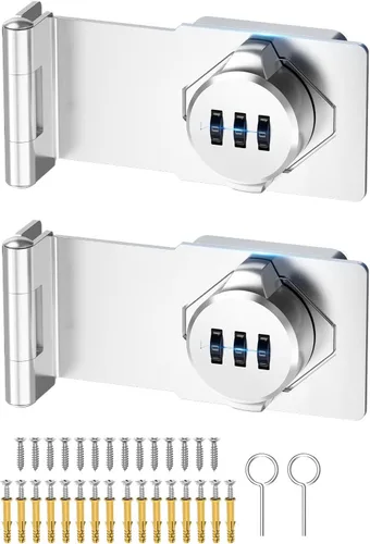 Miniatura 10 de Cerraduras de cerradura de contraseña para gabinete, cerradura de puerta de granero de 90 grados, cerradura de combinación de seguridad