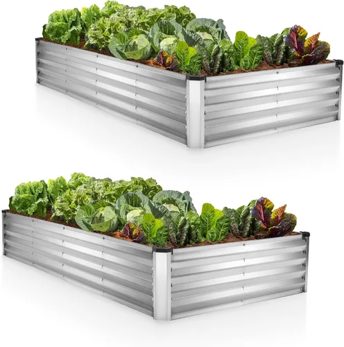 Miniatura 7 de Plant & Plot Camas de jardín elevadas galvanizadas para exteriores/ Jardinera elevada de 6 x 3 x 1 pie para jardinería, verduras, flores, caja