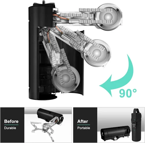 Miniatura 2 de Odoland Estufa Portátil de Camping de Butano 1400W, Estufa de Gas Plegable para Acampar, Ideal para Senderismo, Picnic y Cocina al Aire Libre