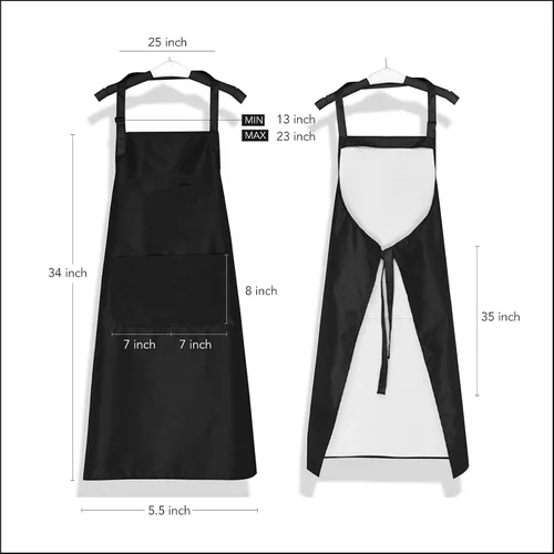 Miniatura 3 de Funny Aprons Black Kitchen Chef Apron, 2 Pockets Adjustable Neck Strap for Cooking Baking BBQ Birthday Gifts
