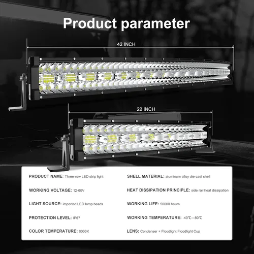 Miniatura 2 de Kit de barra de luz LED, 42 pulgadas, 900 W + 22 pulgadas, 450 W, haz combinado de luces todoterreno + 4 luces antiniebla LED de 4 pulgadas 60 W