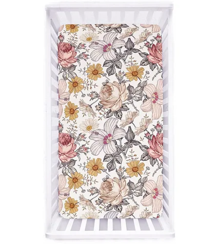 Sábanas de cuna para niña y niño, sábana bajera ajustable para colchones estándar de cuna y de niño pequeño, ultra suaves y transpirables, sábanas