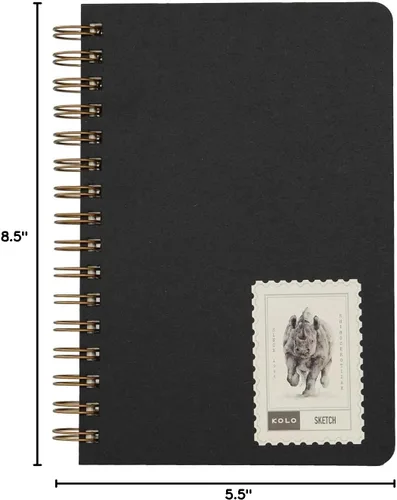 Miniatura 7 de Kolo - Cuaderno de bocetos de 5.5 x 8.5 pulgadas, encuadernado en espiral, 50 libras/74 gsm, ideal para lápiz, lápiz de colores y carbón, 100 hojas