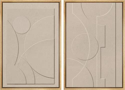 Miniatura 117 de SIGNWIN Lienzo enmarcado para pared, ilustraciones abstractas texturizadas en tonos beige terrosos, arte moderno, decorativo, contemporáneo