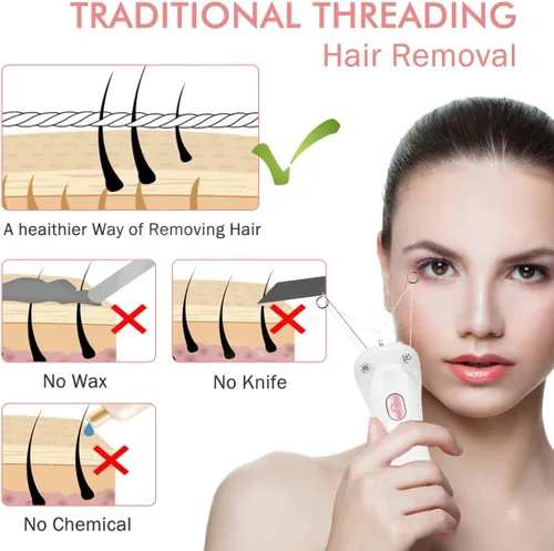 Miniatura 4 de Removedor de vello facial, depiladora eléctrica inalámbrica para mujer, depiladora de hilo facial, depiladora de belleza para mujer, removedor