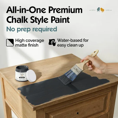 Miniatura 4 de Chalky Chicks - Pintura mate a la tiza, no requiere lijado, 4 onzas líquidas, color gris oscuro (Gun Metal Gray), para muebles, pintura sin Gris