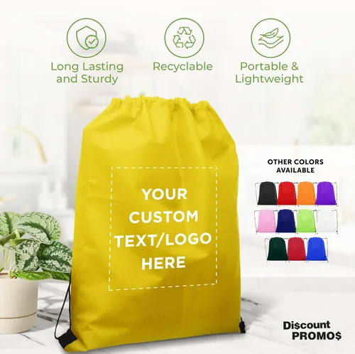 Miniatura 9 de DISCOUNT PROMOS Juego de mochilas con cordón no tejidas personalizadas de 10/50/100, paquete personalizado a granel