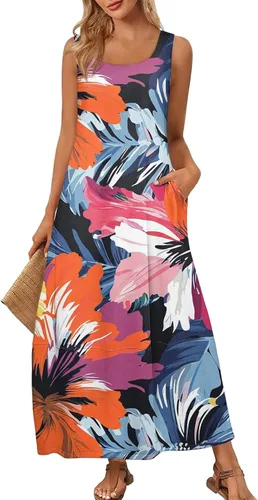Miniatura 47 de Vestidos de iglesia para mujer 2025, casual, holgado, sin mangas, largo, fluido, vestido de verano con bolsillos