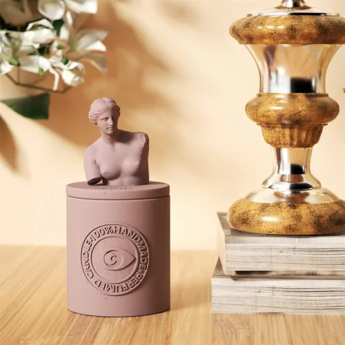 Miniatura 2 de Molde de silicona de estatua 3D, molde de escultura de retrato de hormigón para tapa de tarro de vela, herramientas de decoración del hogar de SH0778