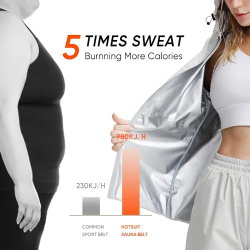 Miniatura 4 de HOTSUIT Traje de sauna para mujer, lavable a máquina, chaqueta de sauna, pantalones antidesgarros, trajes de sudor para entrenamiento de gimnasio