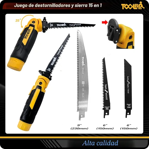 Miniatura 3 de Sierra manual de múltiples cuchillas 15 en 1 con destornillador. Para cortar madera, metal, plástico, chapa, paneles de yeso y madera contrachapada.