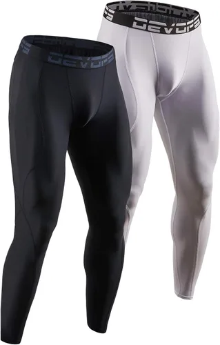 DEVOPS Paquete de 2 leggings deportivos de compresión para hombre con bolsillosin bolsillo