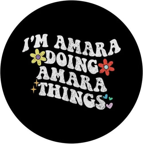 Miniatura 3 de Retro Groovy Im AMARA Doing AMARA Things Funny Día de la Madre PopSockets Adhesivo PopGrip