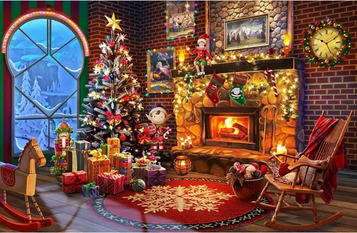 Miniatura 10 de Lavievert Rompecabezas de 1000 piezas para adultos – Noche nevada, aurora, árbol de Navidad, muñeco de nieve, trineo, escultura de hielo y ciervo