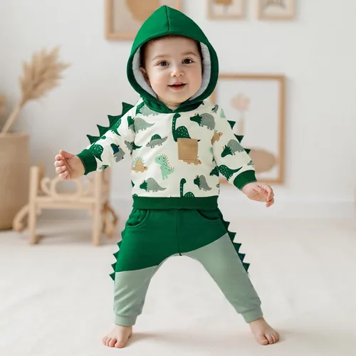 Miniatura 30 de Conjunto de ropa de otoño e invierno para bebé y niño, sudadera larga con capucha y pantalones para niños pequeños, 6, 12, 18, 24 meses, 2T