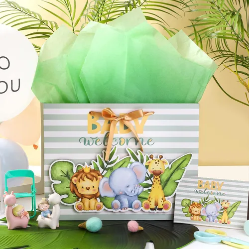 Miniatura 16 de Loveinside Bolsa de regalo de koala gris bebé con papel de seda y tarjeta de felicitación para baby shower, nuevos padres y más, 16 x 6 x 12