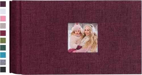 Miniatura 37 de Mublalbum Álbum de Fotos Pequeño 4x6 200 Fotos Cubierta de Lino Libro de Imágenes con Bolsillos Horizontales para Boda Familia Aniversario y Bebé