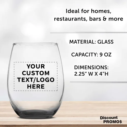 Miniatura 4 de DISCOUNT PROMOS Copas de vino personalizadas sin tallo, 9 onzas, juego de 10/50/100, paquete personalizado a granel, ideal para recuerdos de boda