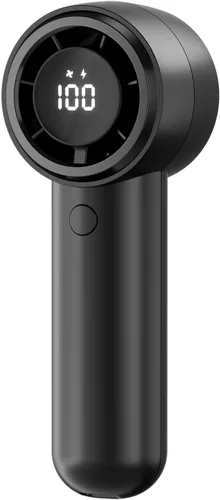 TriPole Ventilador portátil de mano con pantalla LED, batería recargable de 4000 mAh, flujo de aire de alta velocidad de 15200 RPM, pequeño