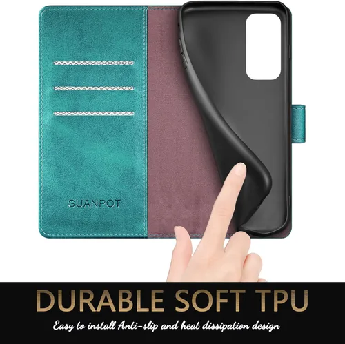 Miniatura 6 de SUANPOT Funda tipo cartera para Motorola Moto Edge 5G UW/Edge 2021 con bloqueo RFID, soporte para tarjetas de crédito, funda de piel sintética
