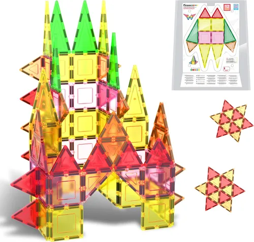 Miniatura 12 de PicassoTiles Bloques de construcción magnéticos con azulejos y click-in, artes gráficas educativas, juego de construcción de imán, juego